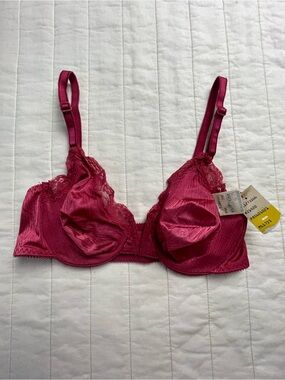 VTG Warners Lace-Trim Satin Front Closure Underwire Bra - 34C